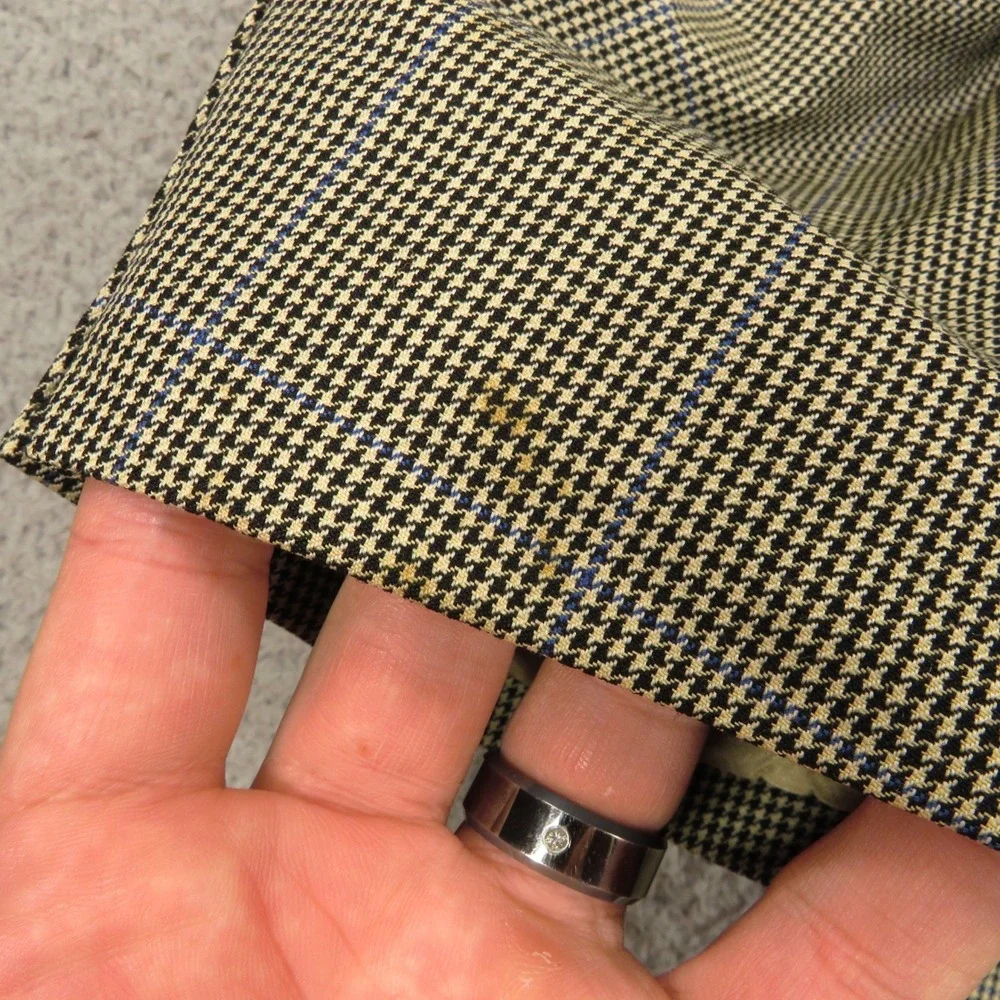 Brooks Brothers 44R Wool Cashmere Houndstooth Sport Coat Blazer Beige Check Mens